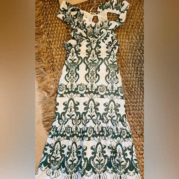 NWT Zara Limited Edition Green White Ruffled Eyelet Lace Dress S M L Tuckernuck - Picture 8 of 12